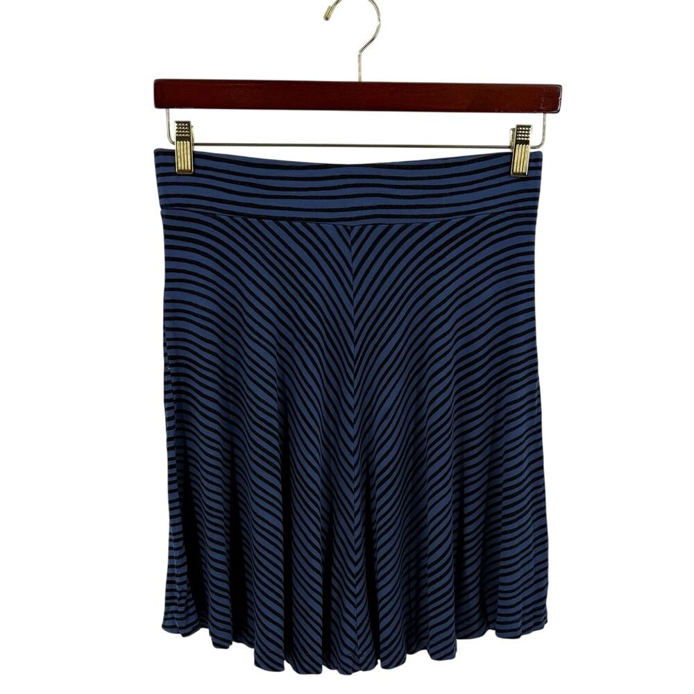 Ann Taylor Loft Womens Skirts Size Small Blue Black Striped Knit A Line